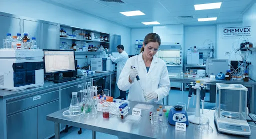 Scientist testing samples in a quality control laboratory